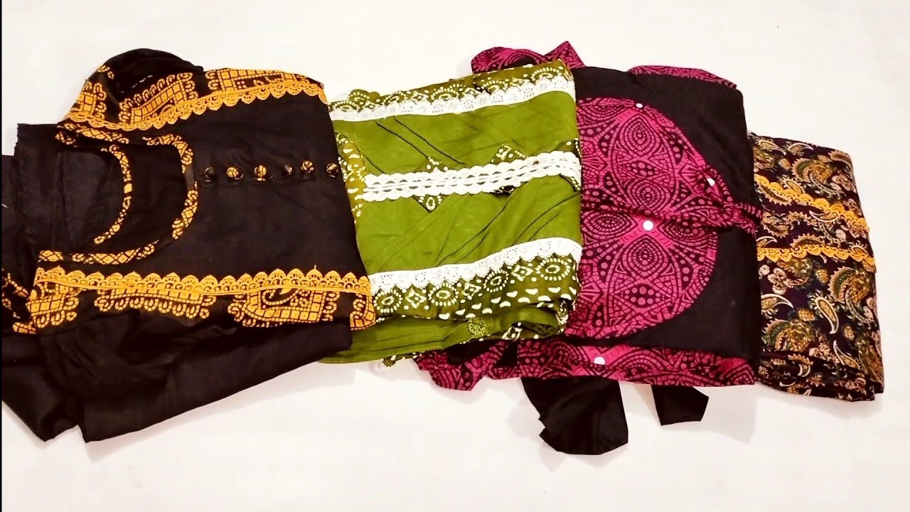 সুতি গজ কাপড় দিয়ে তৈরি করা চমৎকার কিছু ড্রেস ডিজাইন।Eid dress design with lace.#shathyshandicraft