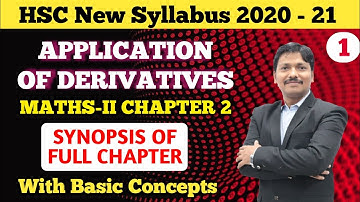 Application of Derivatives Full Basics with Synopsis Part 1|12th New Syllabus Maths-II | Dinesh Sir