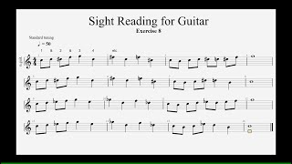 Sight Reading For Guitar. Exercise 8 (2B string in 1st position)