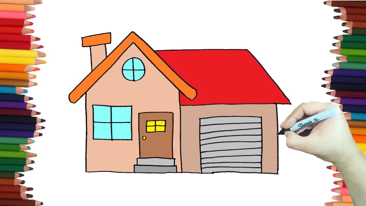 🏠 🏡 Dibujando un dibujo de una CASA paso a paso y muy fácil - Dibubaron