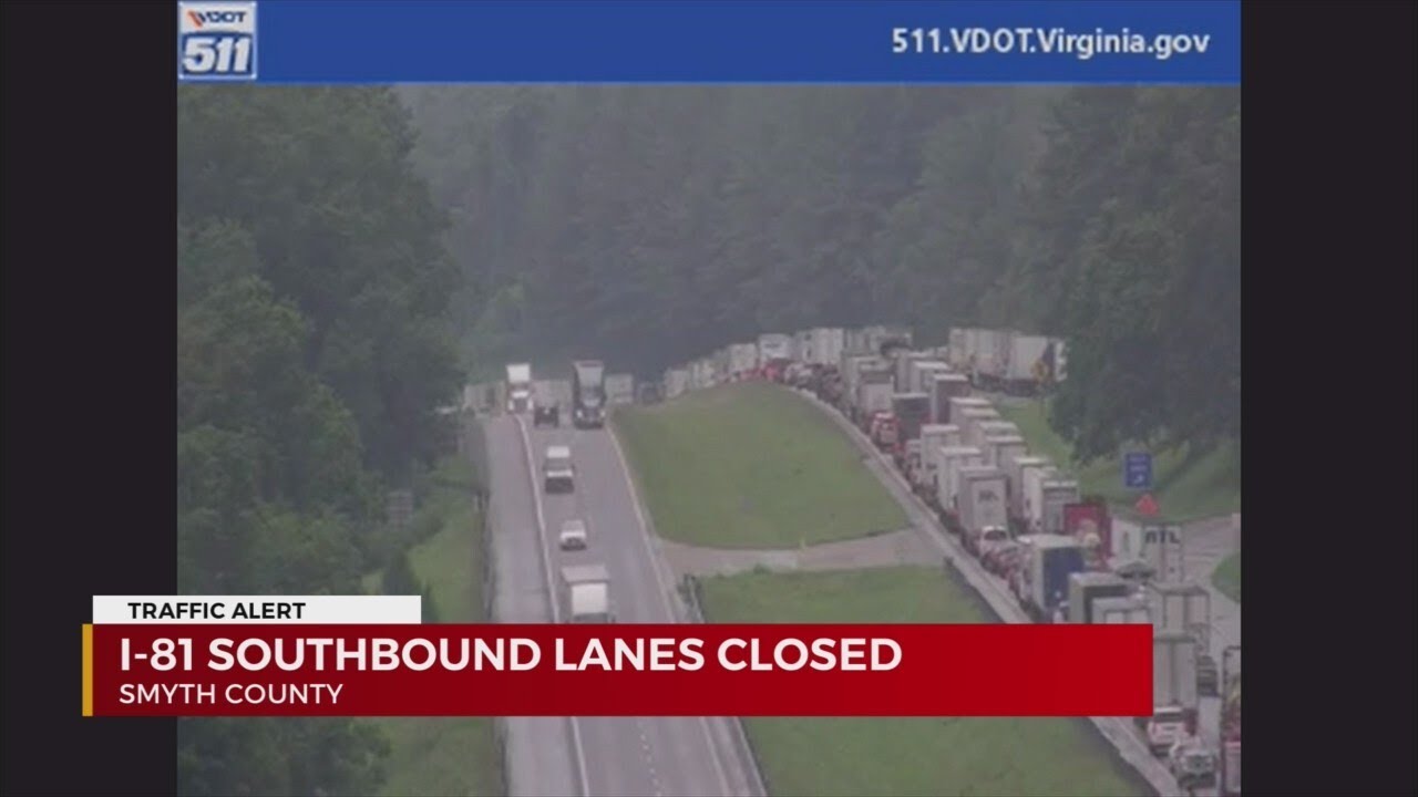 Southbound lanes shut down after crash on I-81 in Smyth Co. - YouTube