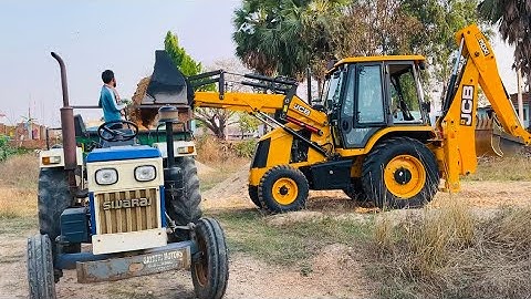 New Jcb 3dx Eco Xpert Plus First Time Loading Sand In Swaraj 843 XM Tractor and Mud In Newholland