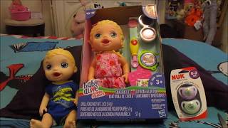 Opening Super Snackin Lily Baby Alive With Twin Brother Luke, And Pacifiers