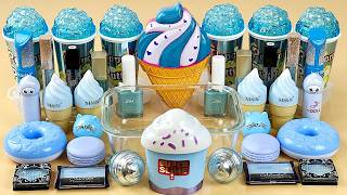 BLUE SLIME 💙 Mixing makeup and glitter into Clear Slime. Satisfying Slime Videos 1080p.
