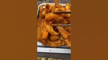 Deep fried cod fish with a Nashville hot sauce