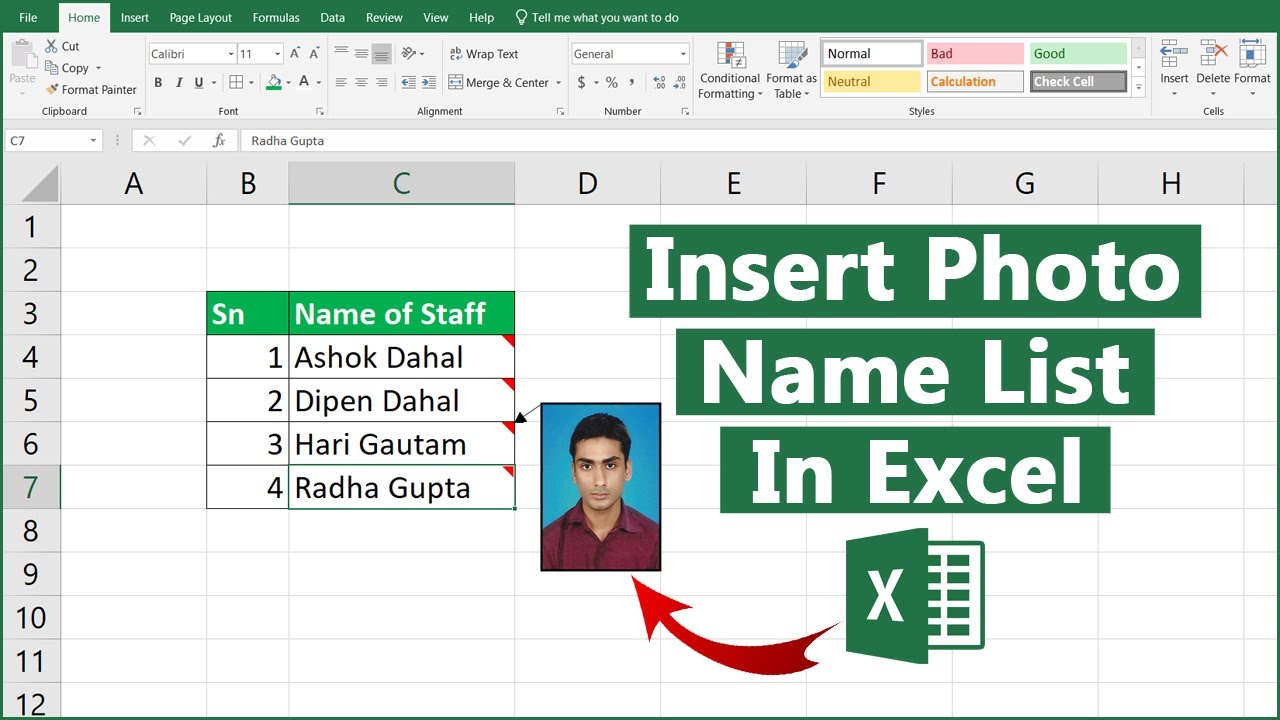 How to Insert Photo On Name List in Ms Excel Hindi Tutorial - YouTube