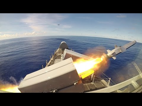 Independence-variant Littoral Combat Ship Launches a Naval Strike Missile