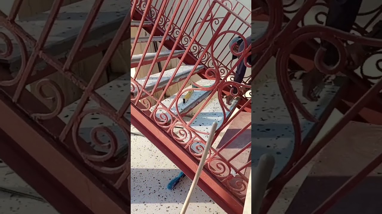 tile stair installation on steel stair