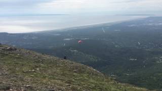 Parachuting off of Flat Top Mountain in Alaska