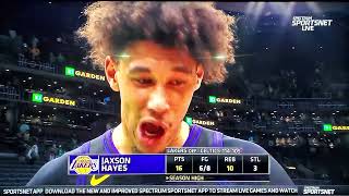 Jaxson Hayes Courtside interview after defeating Celtics 114-105. Great job Jax!