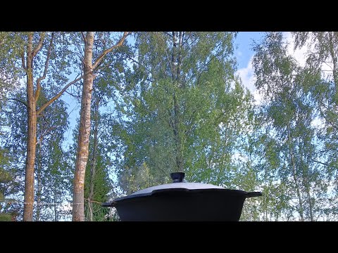 Летняя жизнь в деревне, гуси, курицы, мотоблок и еда в казане. Деревня Псковской области.