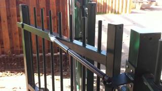 This video shows a gas spring or gas strut fitted to a school gate closing gate smoothly but firmly. Supplied By Courts Engineering 