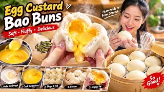 I Made SOFT & Creamy Egg Custard Bao Buns From Scratch! 🤤🔥 | The Fluffiest Bao Ever! screenshot 1