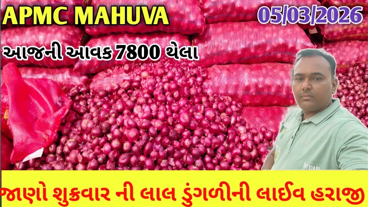 જાણો શુક્રવારની લાલ ડુંગળીની લાઈવ હરાજી 🤗 |06/03/2026 |APMC MAHUVA |red onion market price today 💸