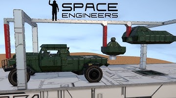 Space Engineers - 3D printable Humvee with Sub-Grid Custom Turret Controlled Assault Cannons
