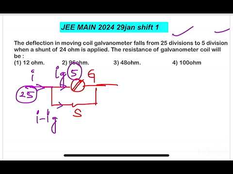 JEE MAIN 2024(29jan shift1)The deflection in moving coil galvanometer falls from 25 divisions to 5 d 14 JEE MAIN 2024(29jan shift1)The deflection in moving coil galvanometer falls from 25 divisions to 5 d