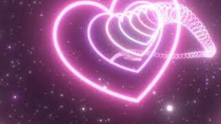 Pretty Pink Love Heart Tunnel Curved Path Beautiful Neon Glow Lights 4K Video Effects HD Background