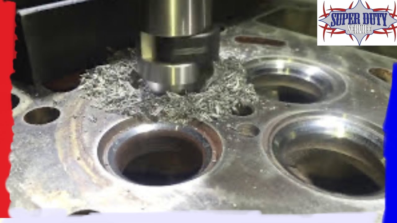 6.0 Powerstroke exhaust seat cutting on a Rottler SG8MTS