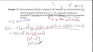Ex. 11 Notes 3.4 - Writing a polynomial function given imaginary zeros