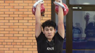 Гиревой спорт , Кубок Республики Казахстан 2022 г . Мұсайбеков Ислам вк 78кг , толчок 2×32 кг