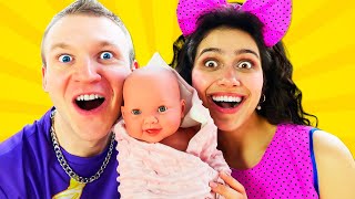 Baby Born doll in the HAPPY FAMILY! Pretend play | Pregnant doll goes to hospital &amp; Barbie doctor