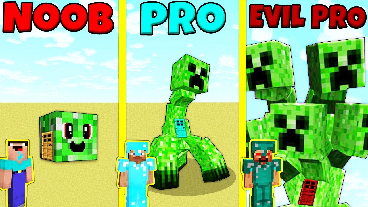 Minecraft Battle: NOOB vs PRO vs EVIL PRO: CREEPER MUTANT BUILD ...
