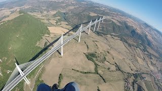 Eddie paramotoring around Viaduc de Millau tallest bridge in France 3 August 2015