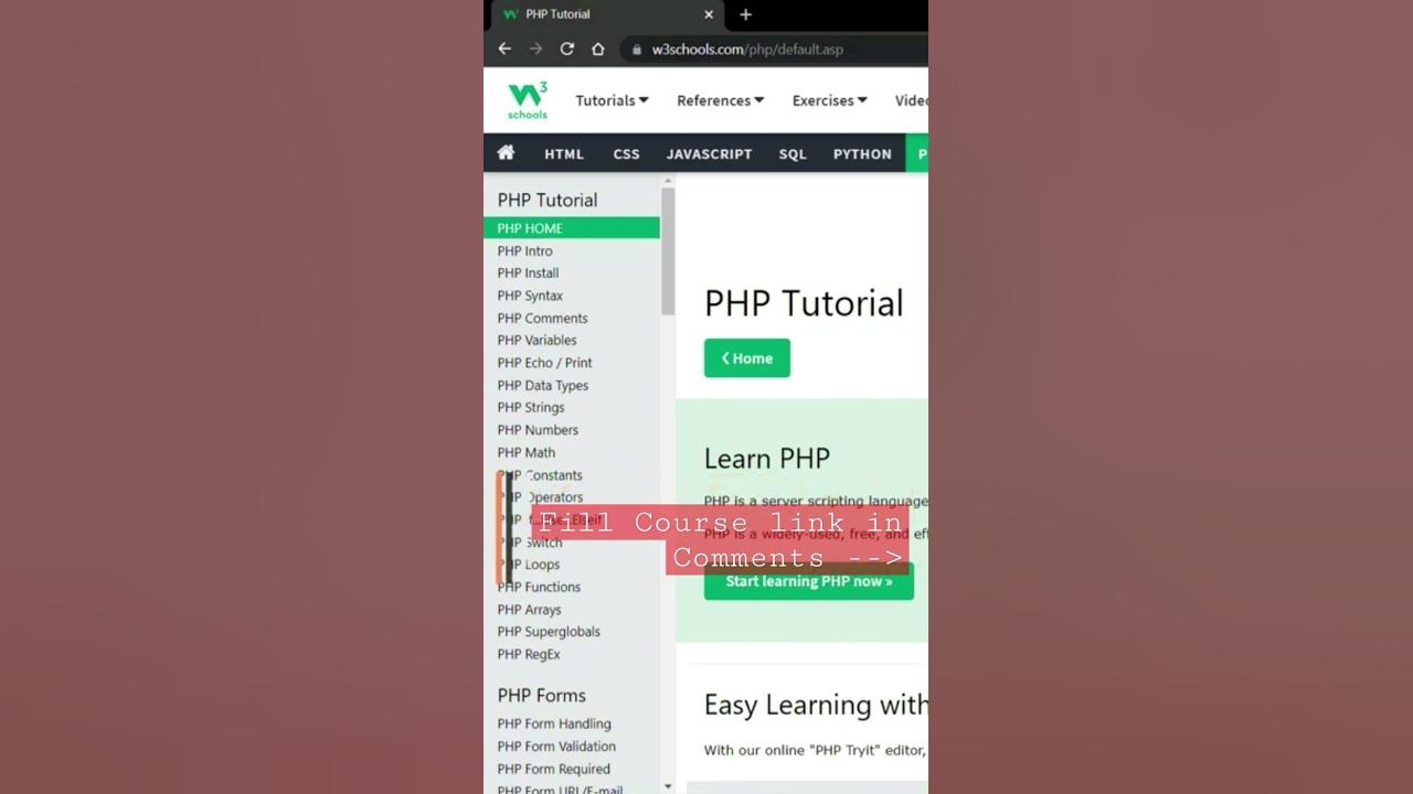 W3schools php tutorial phptutorial w3schools php phpdeveloper youtube