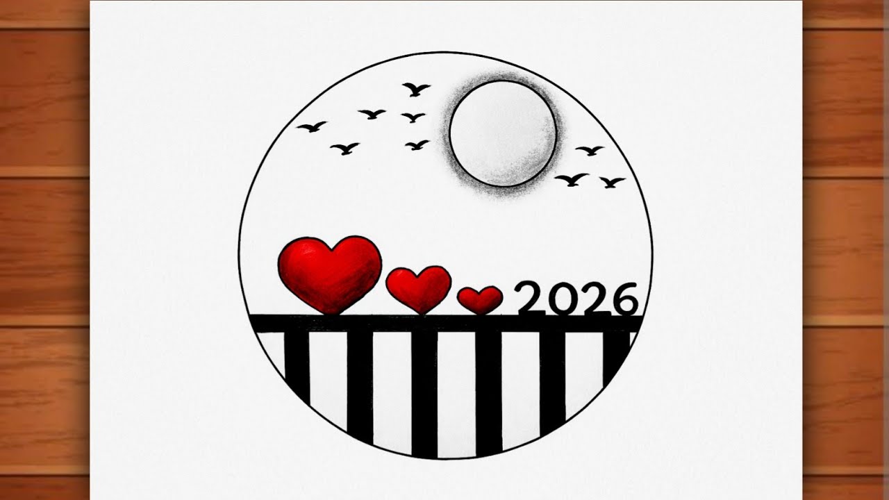 New Year 2026 Special Drawing | How to Draw New Year 2026 Poster | Very Easy Drawing for Beginners