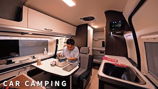 [Car camping first night] 65,000 US$ super luxurious camper. First stayToyota Hiace163