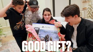 KIDS SURPRISE MOM WITH PS5 FOR CHRISTMAS | GOOD GIFT BAD GIFT EXCHANGE | HILARIOUS REACTION TO PS5