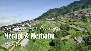 Pemandangan Alam Pegunungan Merapi Merbabu Selo Dari Drone
