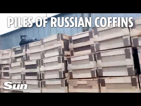Russian soldier 'exposes' huge pile of coffins in Rostov