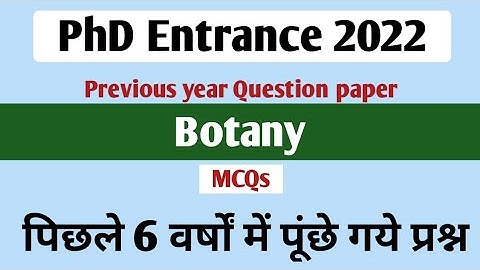 Toelatingsexamen PhD vorig jaar | Botanisch examen | in het Hindi en Engels