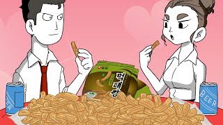 Snack mukbang/ MuktaeKkang / MUKBANG ANIMATION / ASMR / Sasilmanman