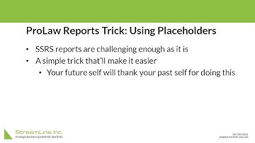 ProLaw reporting trick