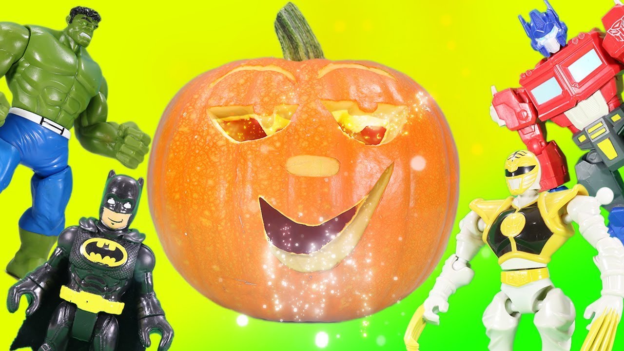 surprise egg toys Halloween Magic Toy Surprises Candy Transforms into Lego Super Heroes Mashers and Transformers!