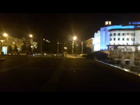 Ночная панорама Казани. Площадь театра Камала. Поющие фонтаны.
