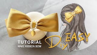 ribbon bow tutorialHow to make hair bows out of ribbon at home/adorable double bow hair clip/no sew