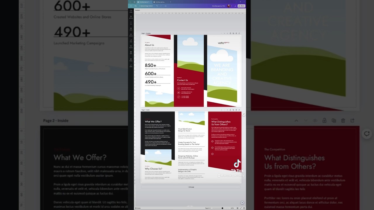 Branding Agency Brochure Trifold Canva InDesign Photoshop Template 