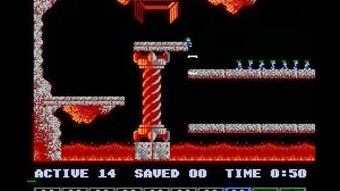 Lemmings (NES) tricky level 2 solution
