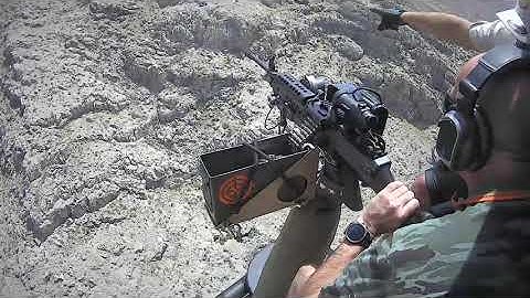 Gunship helicopter M249 shooting