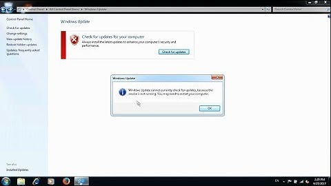 Windows update cannot currently check for updates, because......