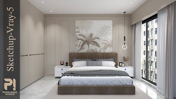 Modern Bedroom | Sketchup tutorial | Vray 5 Sketchup |  Pixologic Interior