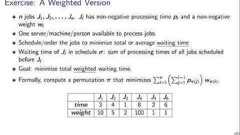 UIUC CS 374 FA 20: 19.3.1. Exercise: Scheduling Jobs to Minimize Weighted Average Waiting Time