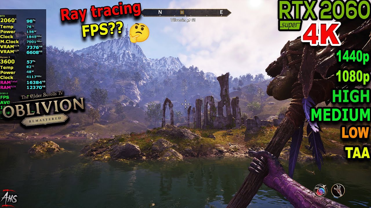The Elder Scrolls IV: Oblivion Remastered | RTX 2060 SUPER 8GB + Ryzen 5 3600 | 4K, 1440p & 1080p?