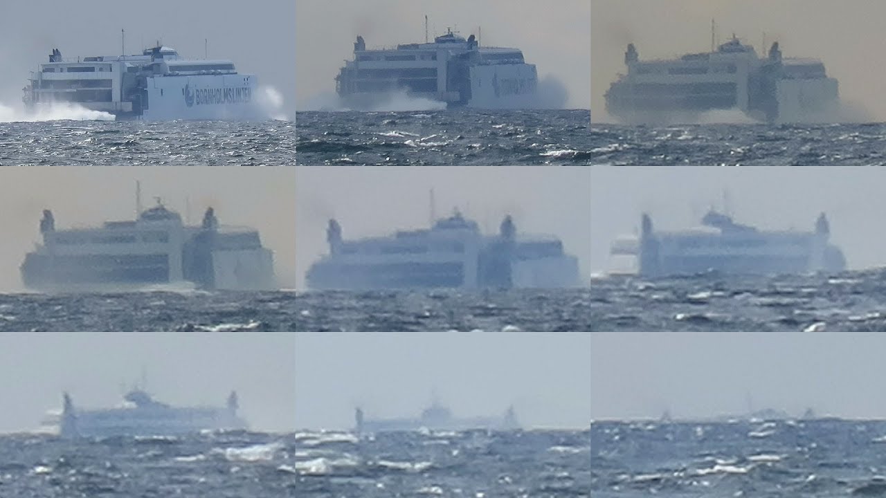 Ferry from Bornholmslinjen behind horizon, May 5th 2019 YouTube