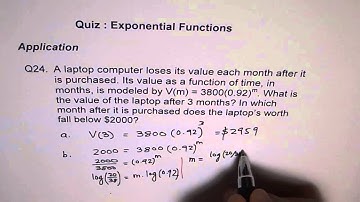 Quiz Exponential Function Q24 Depreciation Application