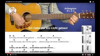 Video thumbnail of ""Ich habe mir ein Licht gebaut", Laternenlied von Reinhold Pomaska, m. Akkorden+Text für Gitarre"