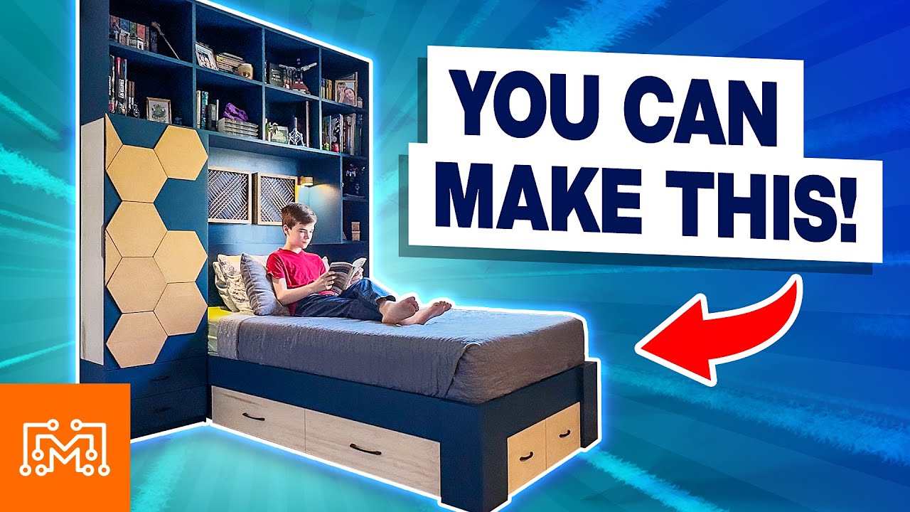 It’s a Bed, Closet, Dresser, & Bookshelf all in 1! (With Build Plans)